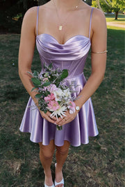 Lavender Satin Cowl Neck A-line Dress