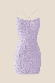 Light Blue Lace Straps Tight Mini Dress