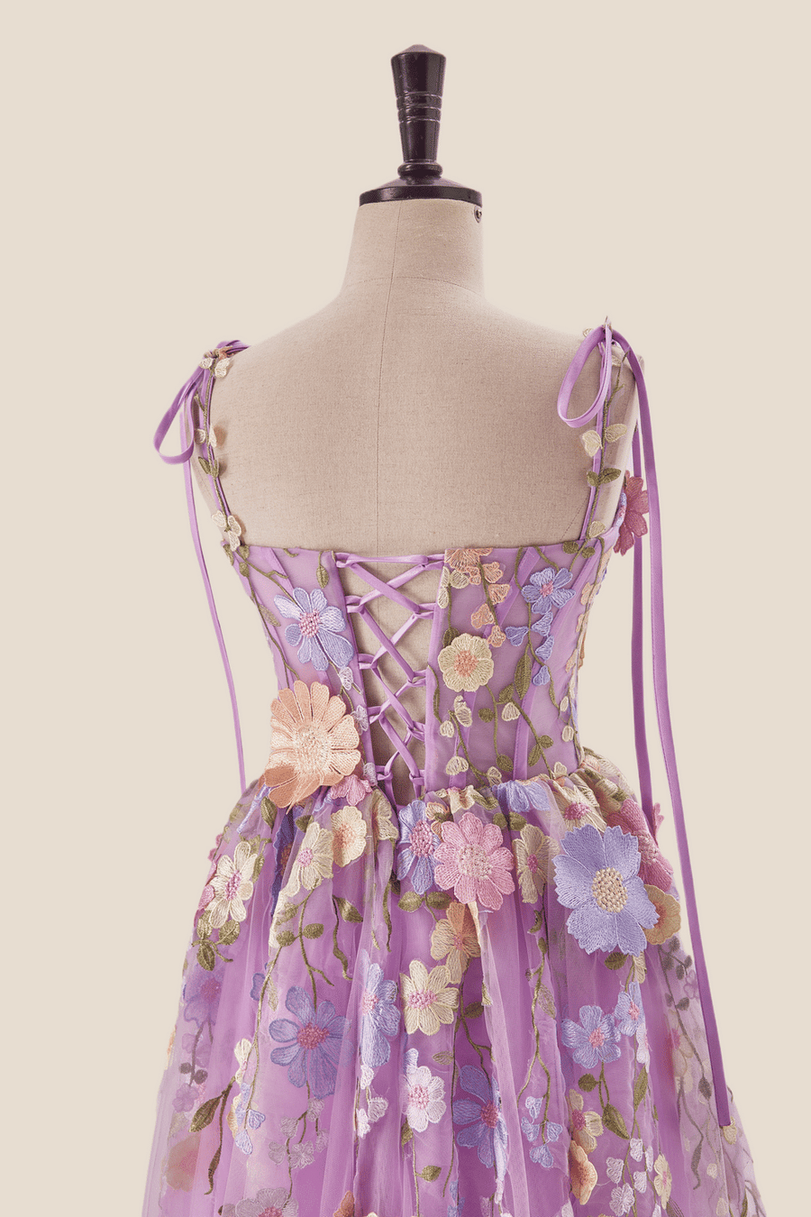 Lilac 3D Floral Tea Length Party Dress