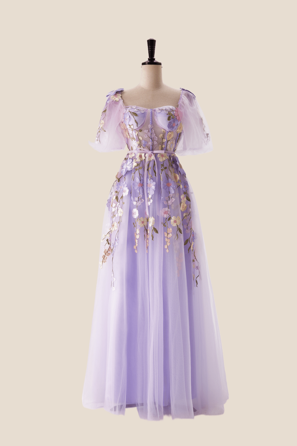 lavender floral corset a line long dress $ 228 . 00 $ 228 . 00 on sale