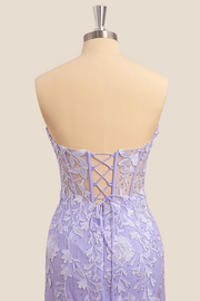 Lavender Lace Corset Mermaid Long Formal Dress