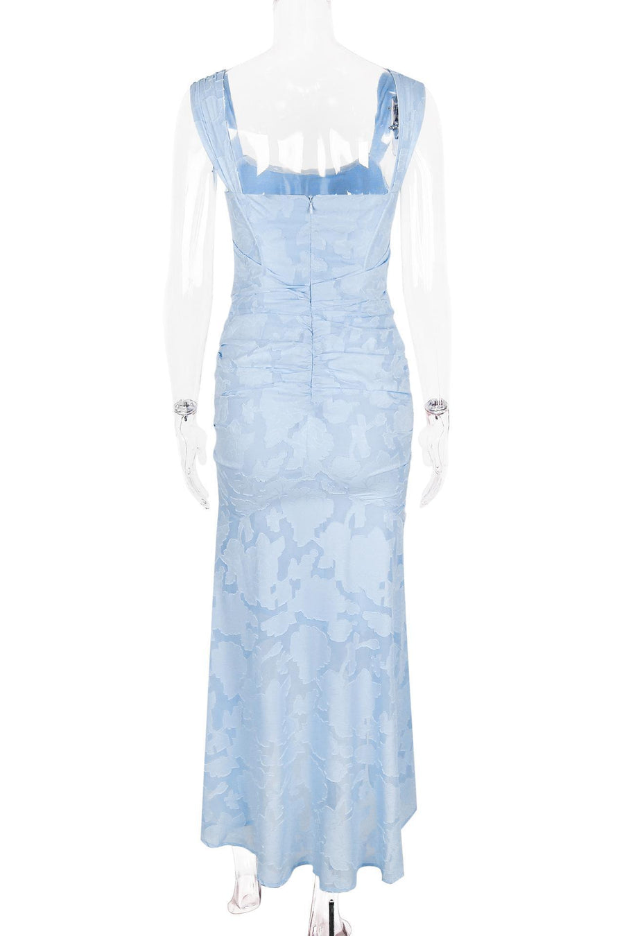 Straps Lilac Lace Ruched Mermaid Long Dress