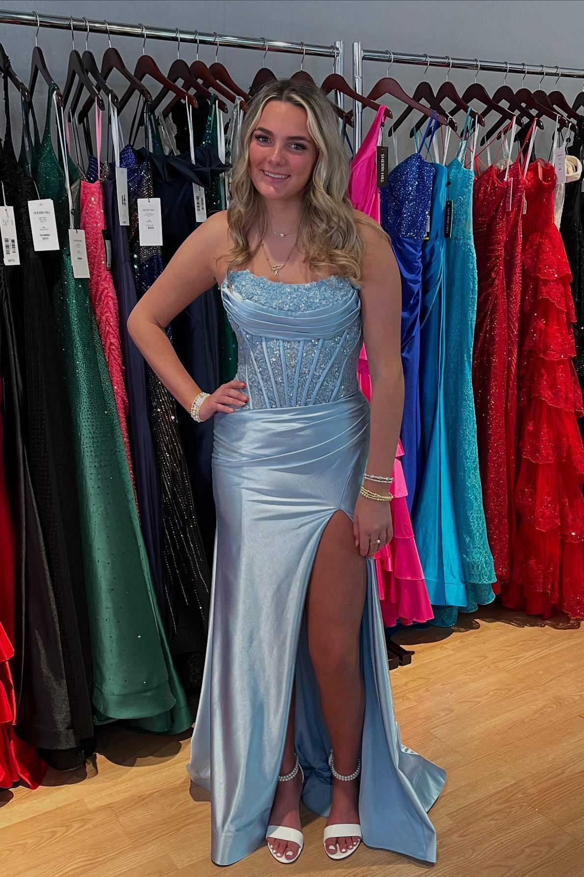 Strapless Pink Appliques Mermaid Long Dress