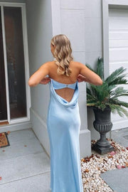 Strapless Blue Mermaid Long Bridesmaid Dress