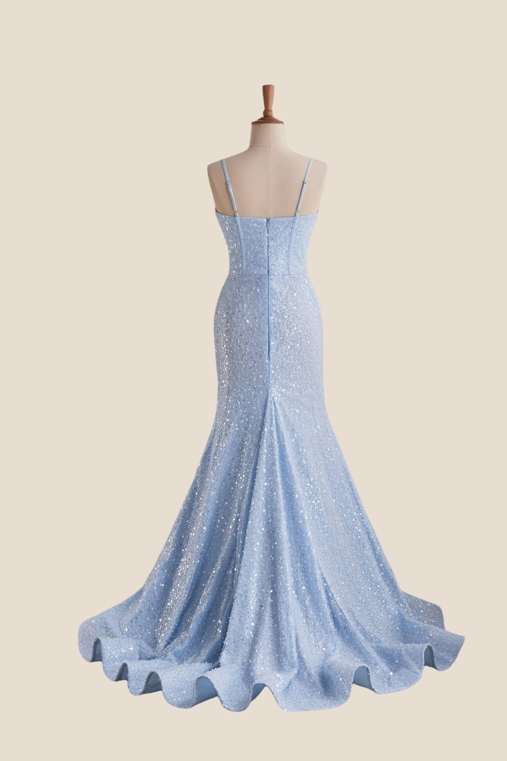 Light Blue Sequin Mermaid Long Formal Dress