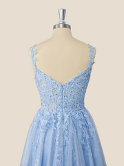 Light Blue Lace Appliques Short Homecoming Dress