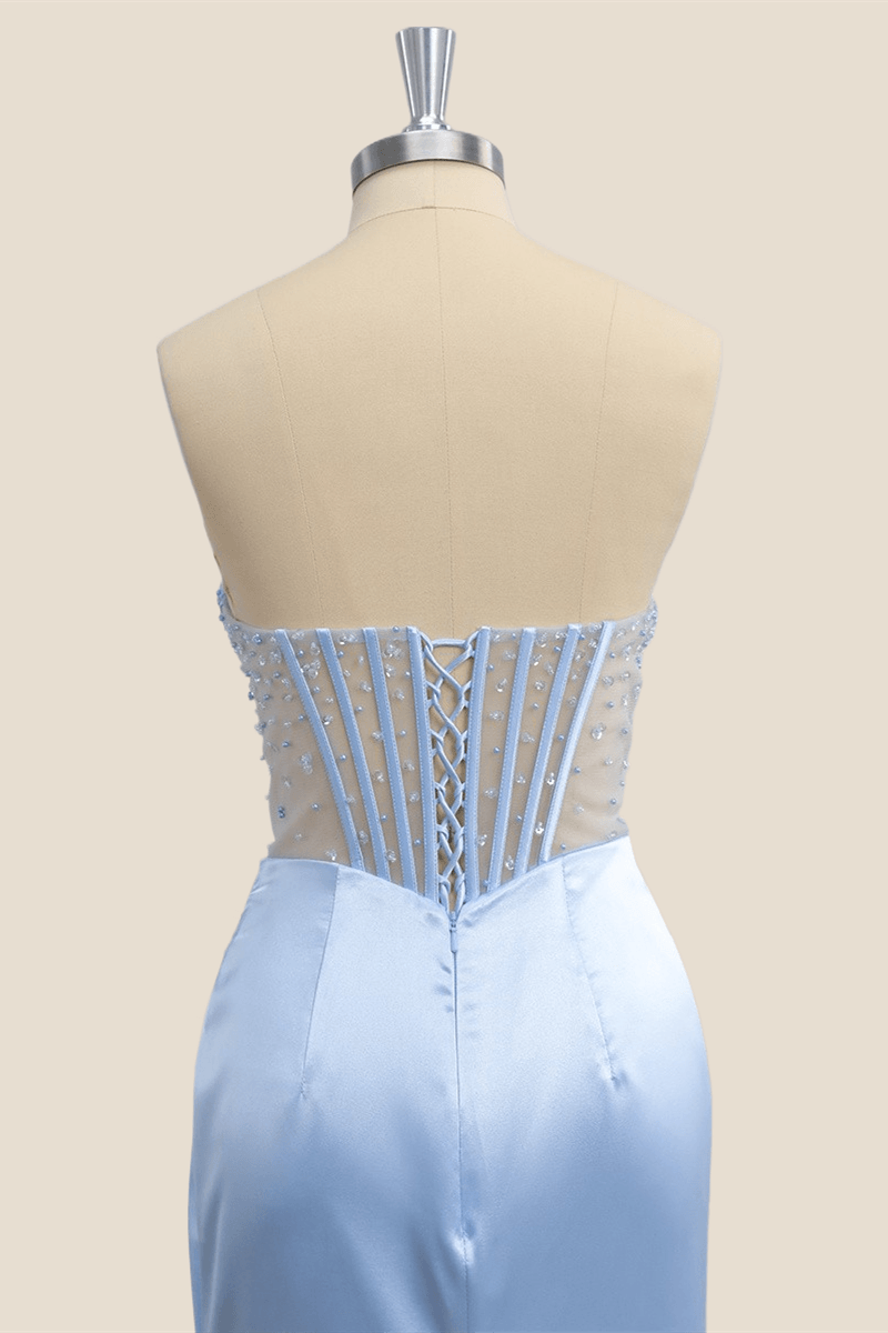 beaded light blue corset mermaid long formal dress $ 253 . 00 $ 253