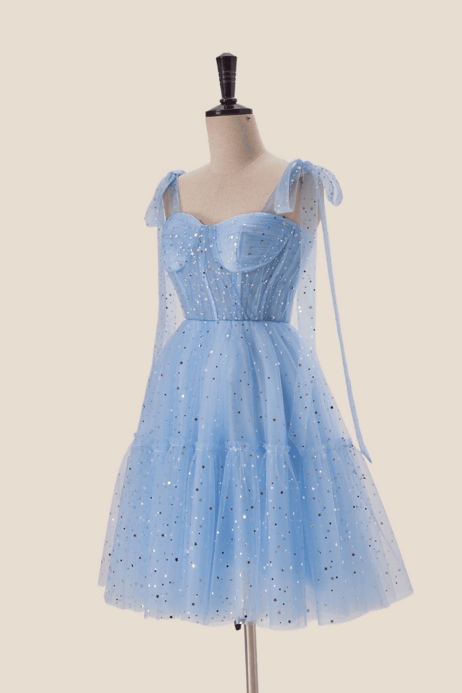 Starry Light Blue Tulle A-line Princess Dress