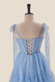 US 4 Starry Light Blue Tulle A-line Princess Dress
