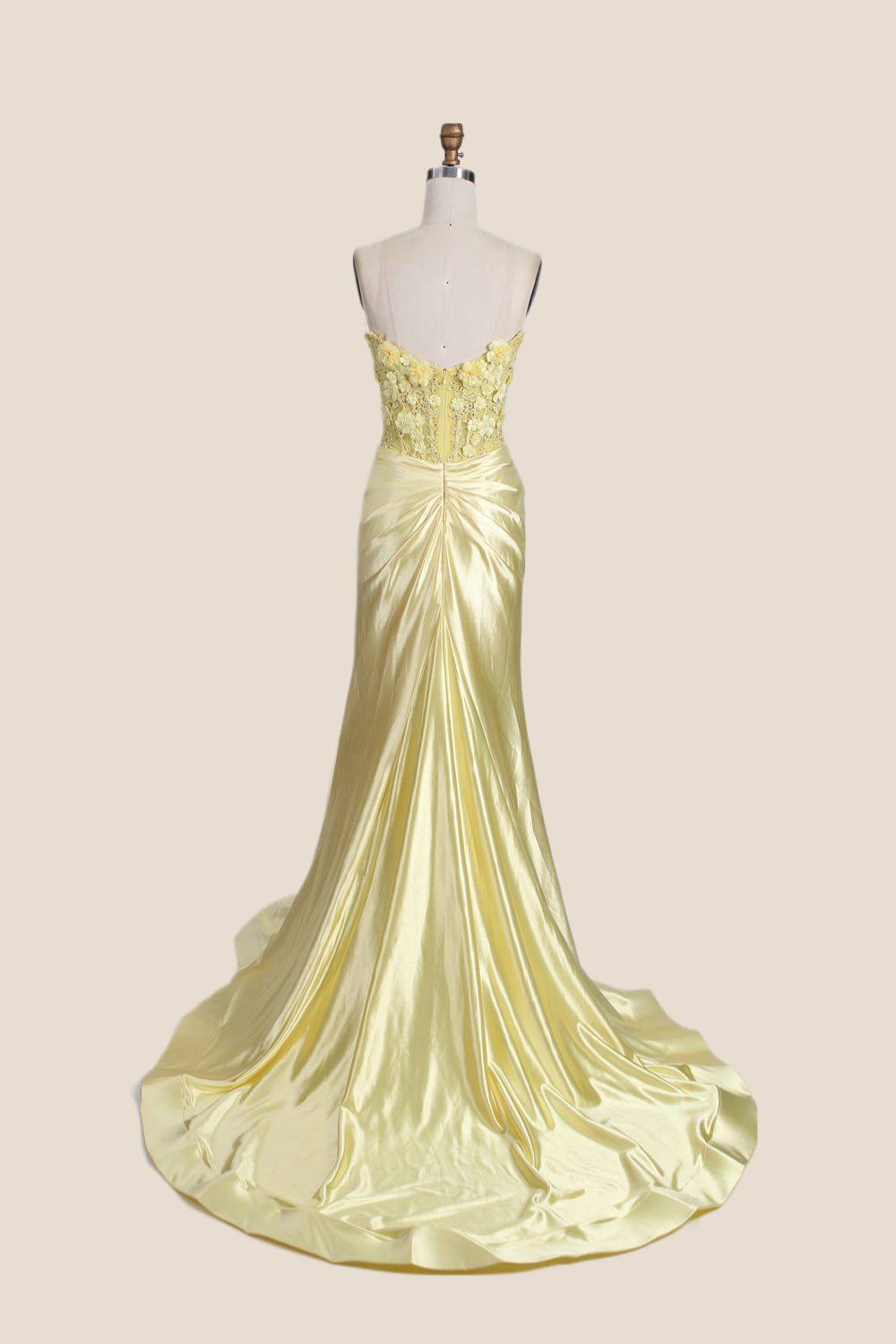 off the shoulder floral appliques ruched mermaid formal dress $ 184