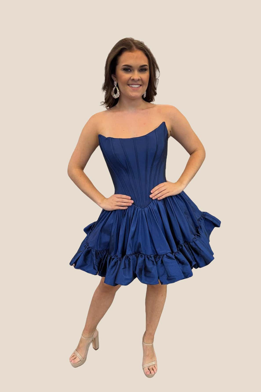 Strapless Turquoise Corset A-line Short Dress