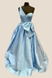 One Shoulder Pink Ruched A-line Formal Dress