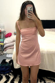 Straps Black Satin Short Party Dress