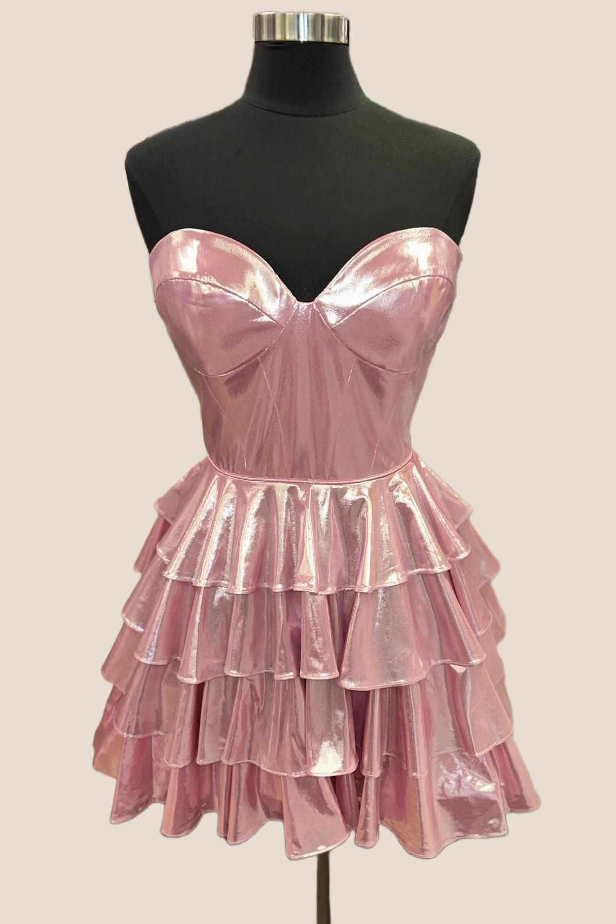 Golden Ruffle sweetheart gold metallic ruffles a line short dress $ 136 . 00 $ 136 ...