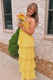 Emerald Green Chiffon Ruffles Long Party Dress