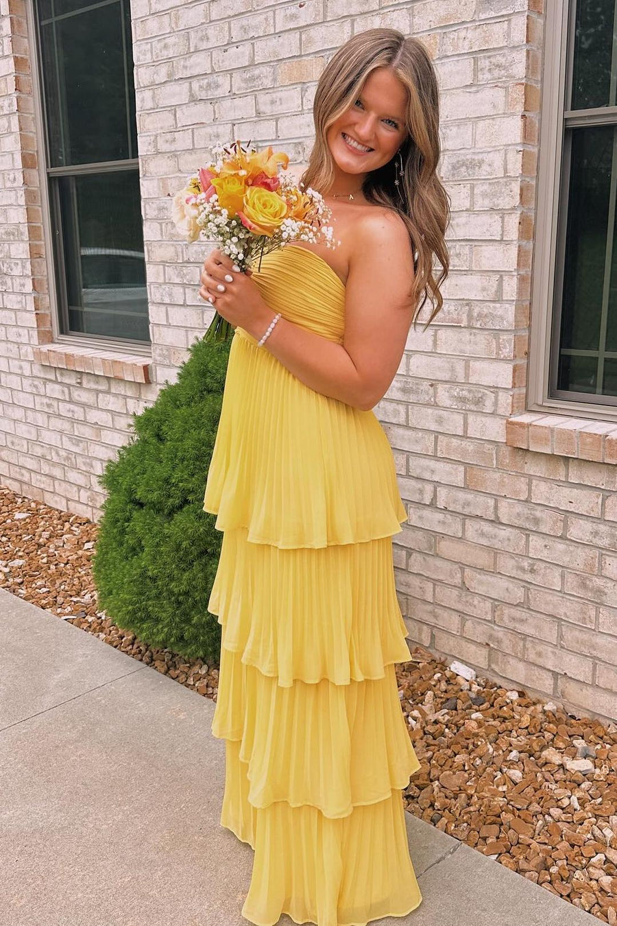 Emerald Green Chiffon Ruffles Long Party Dress