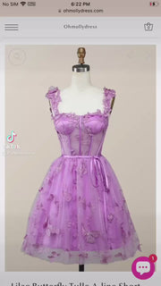 Lilac Butterfly Tulle A-line Short Homecoming Dress