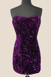 Strapless Royal Blue Sequin Bodycon Mini Dress