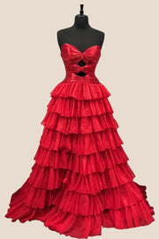 Keyholes Light Blue A-line Ruffle Prom Dress