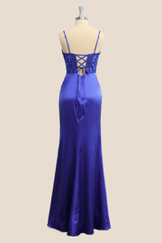 Straps Royal Blue Lace Mermaid Formal Dress