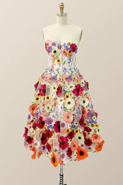 Sweetheart 3D Flower Blossoming Short Dress