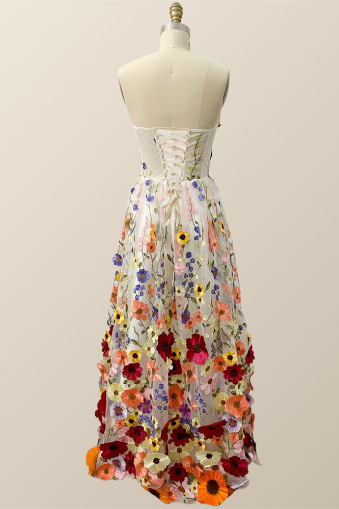 Sweetheart 3D Flower Blossoming Long Dress