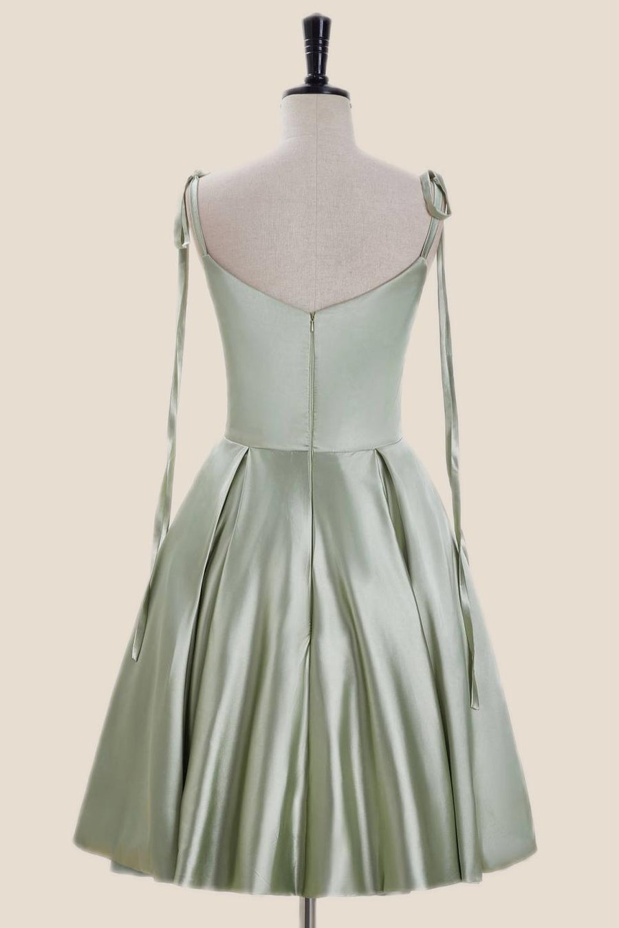 Sage Green Satin A-line Short Party Dress