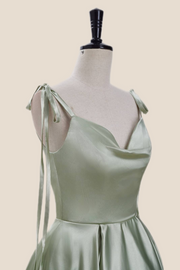 Sage Green Satin A-line Short Party Dress