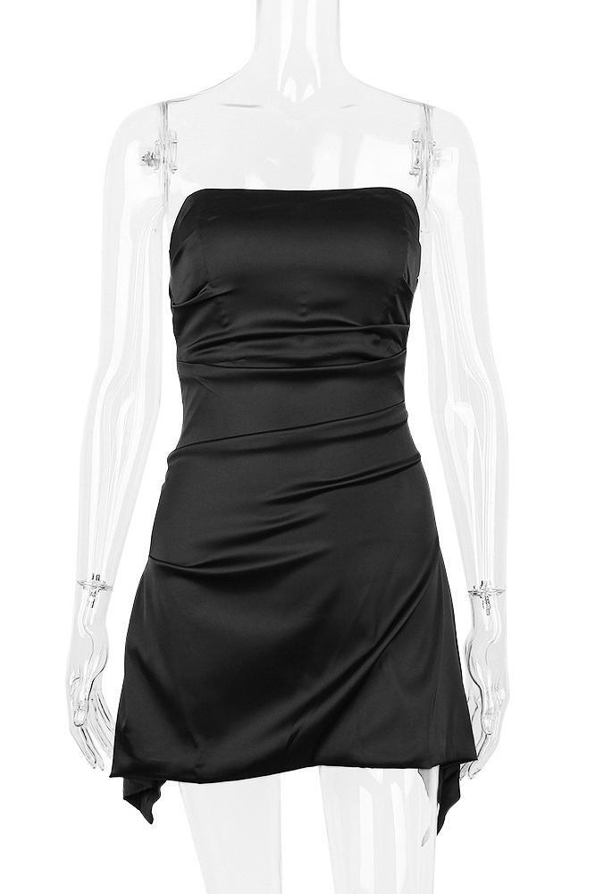 Ruched Satin Mini White Strapless Homecoming Dress Ruched Satin Mini White Strapless Homecoming Dress