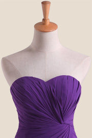 Strapless Purple Chiffon Twist Fitted Dress