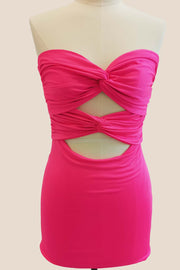Double Twists Hot Pink Fitted Mini Dress