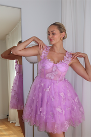 Lilac Butterfly Tulle A-line Short Homecoming Dress