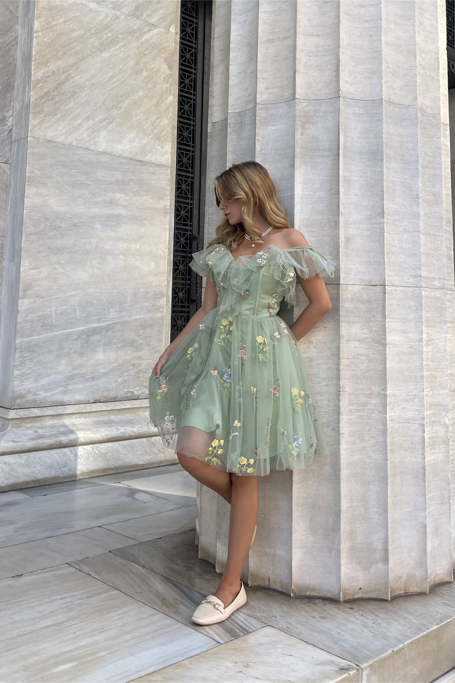 Blue Floral Ruffle A-line Homecoming Dress Ohmollydress Blue Floral Ruffle A-line Homecoming Dress Ohmollydress