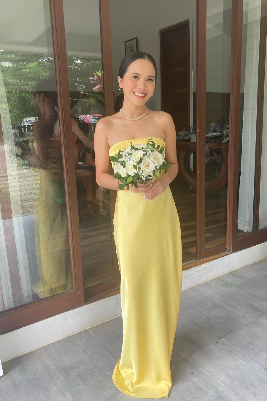 Strapless Sage Sheath Party Dress