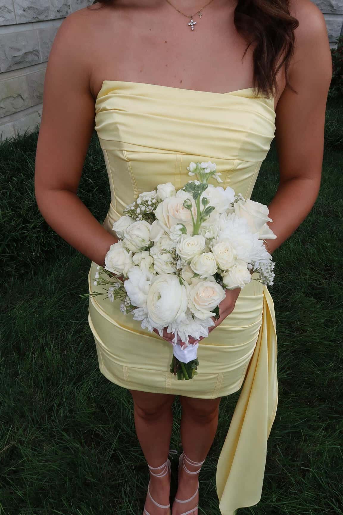 Yellow Corset Tight Dress with Train