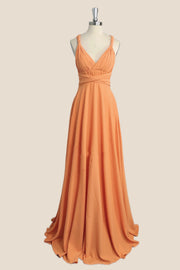 Cantaloupe Chiffon Long Convertible Dress