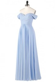 Light Sky Blue Chiffon Long Bridesmaid Dress