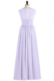 Lavender Illusion Scoop Chiffon Long Bridesmaid Dress