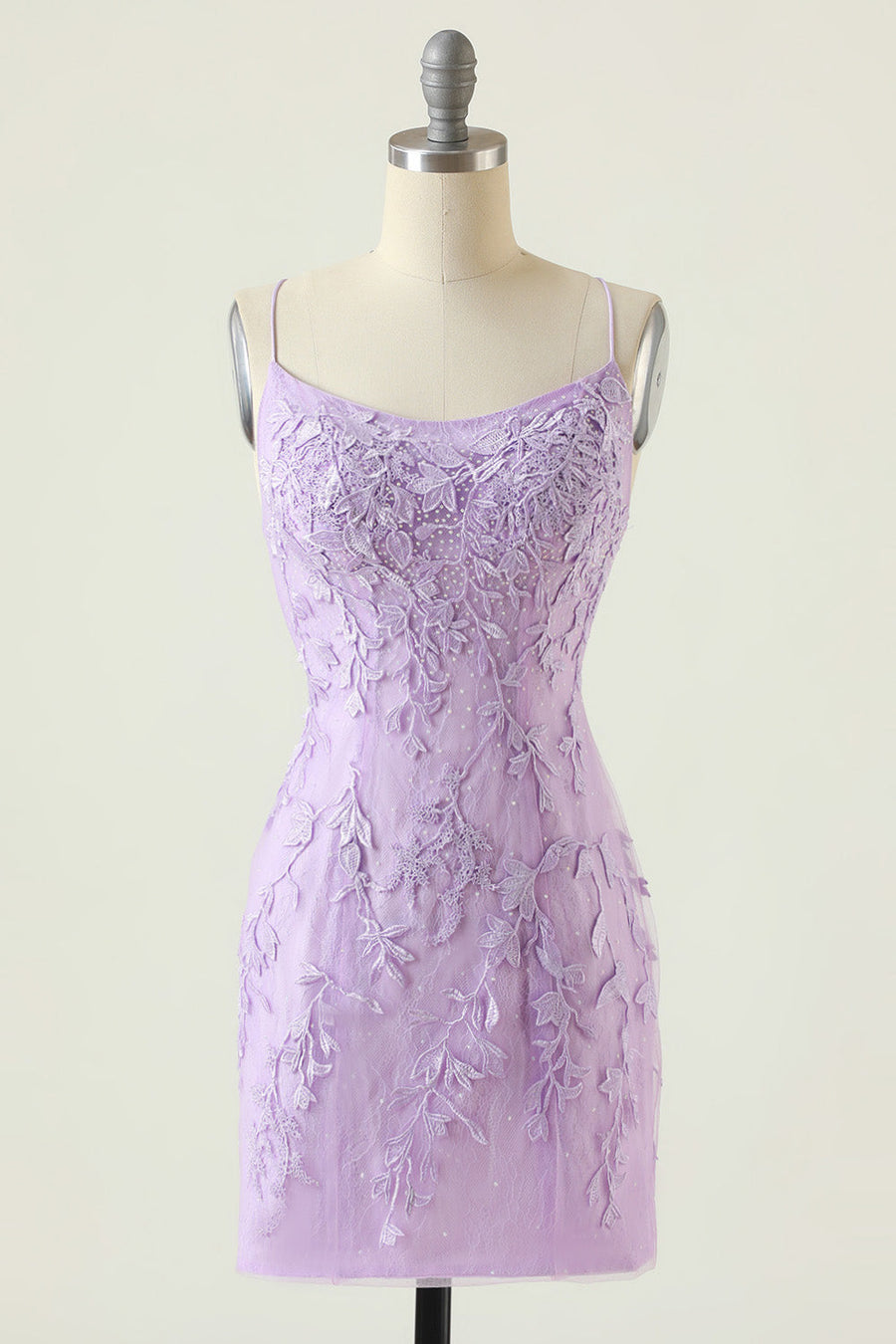 Lavender Lace Straps Tight Mini Dress – Ohmollydress