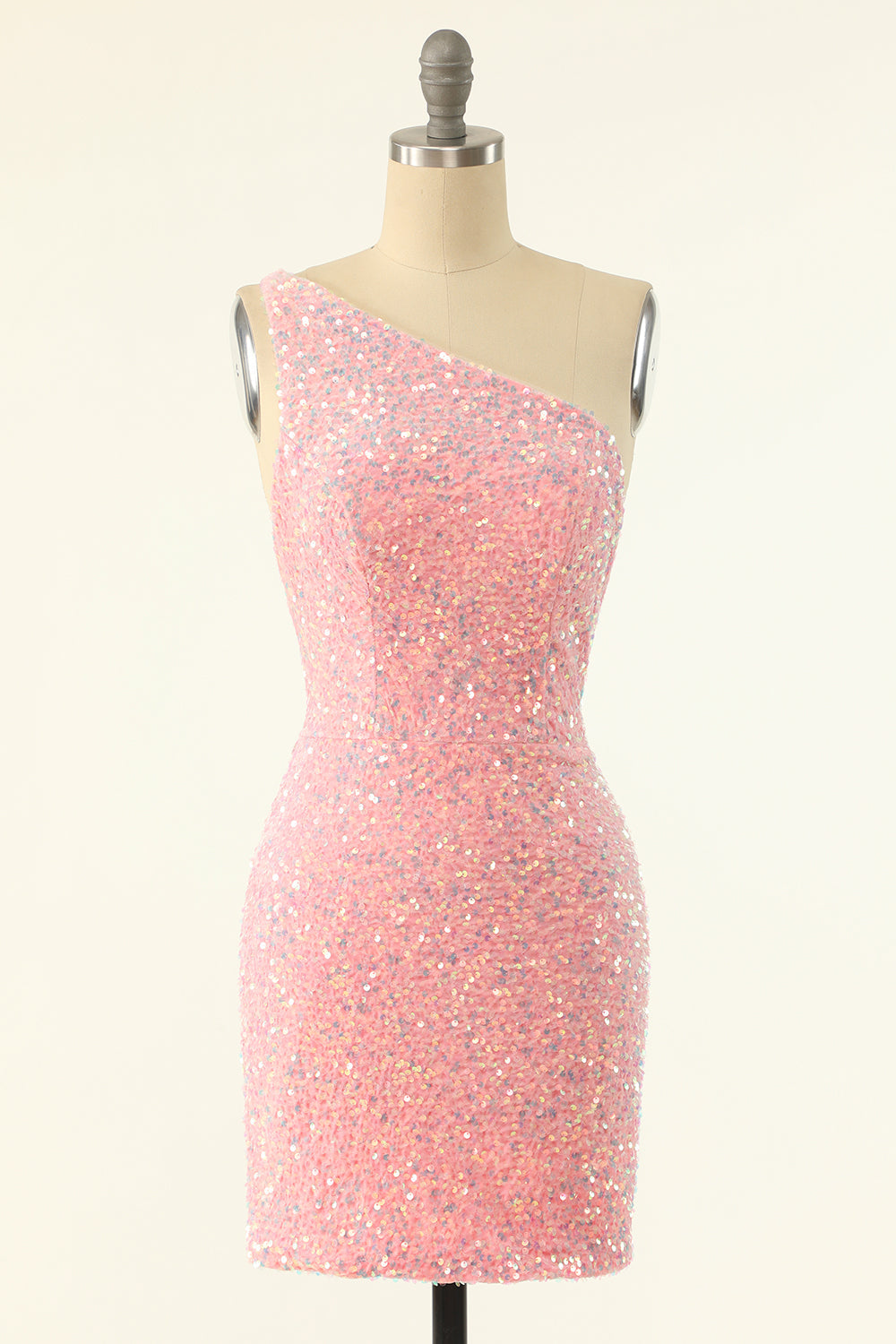 One Shoulder Pink Sequin Bodycon Mini Dress Ohmollydress One Shoulder Pink Sequin Bodycon Mini Dress Ohmollydress