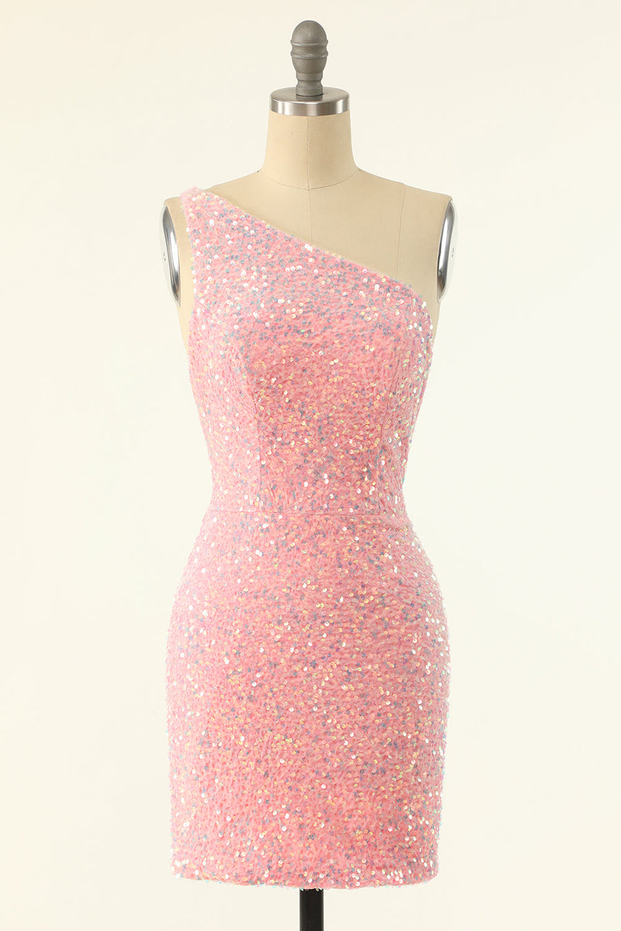 One Shoulder Pink Sequin Bodycon Mini Dress Ohmollydress One Shoulder Pink Sequin Bodycon Mini Dress Ohmollydress