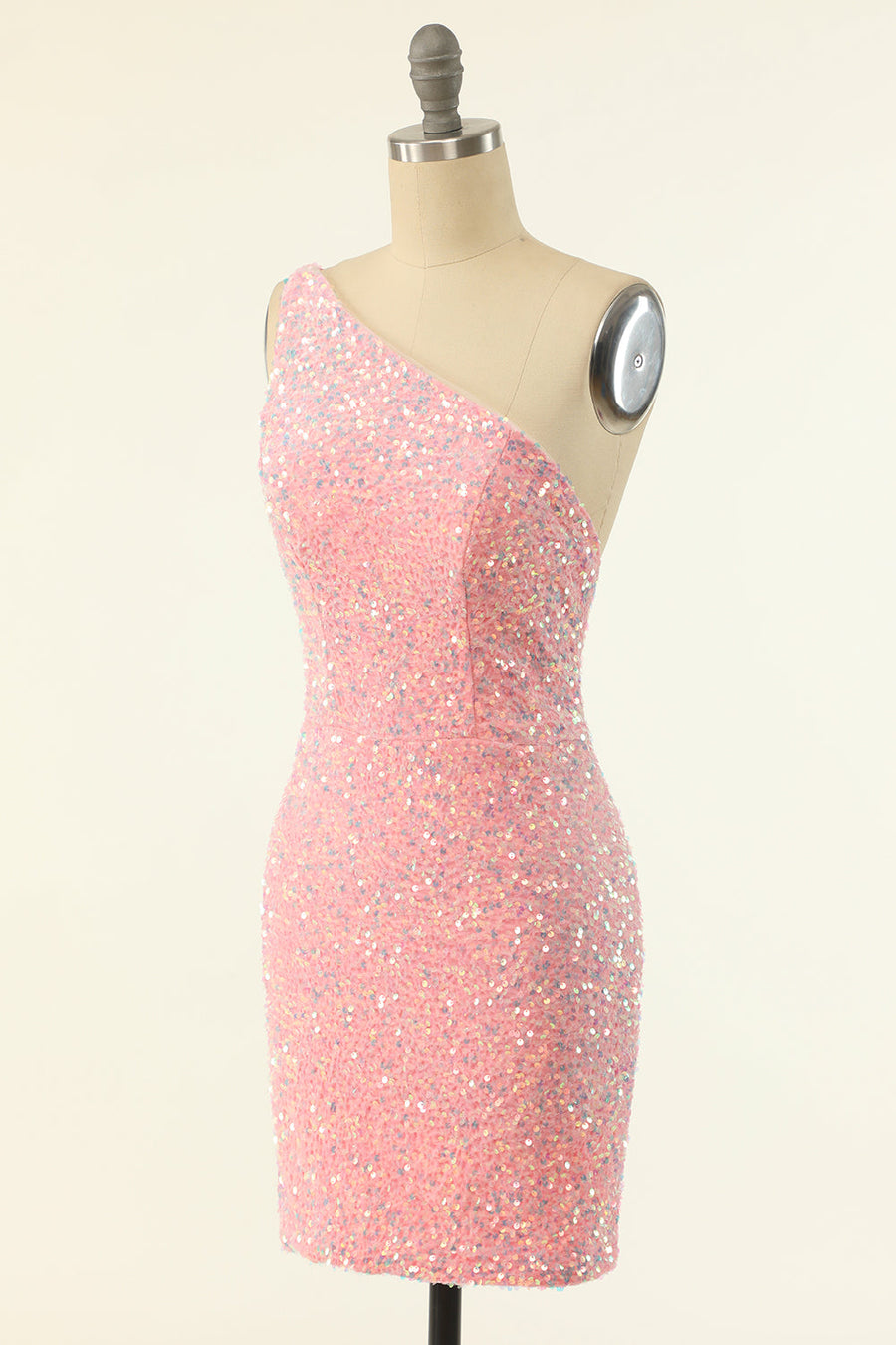 One Shoulder Pink Sequin Bodycon Mini Dress Ohmollydress One Shoulder Pink Sequin Bodycon Mini Dress Ohmollydress