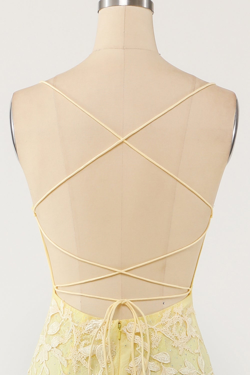 Yellow lace homecoming dress cheap