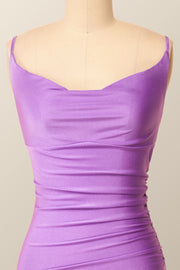 Simply Lilac Mermaid Long Dress with Open Back