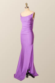 Simply Lilac Mermaid Long Dress with Open Back
