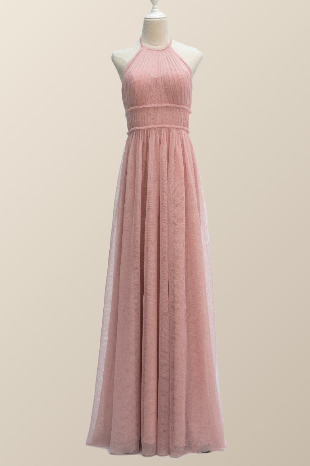 Halter Blush Pink Tulle Long Bridesmaid Dress Ohmollydress Halter Blush Pink Tulle Long Bridesmaid Dress Ohmollydress
