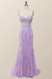 Sweetheart Lavender Lace Mermaid Long Prom Dress