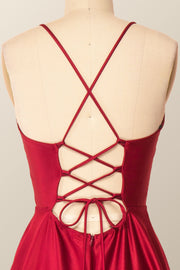 Simple Straps Red Long Party Dress