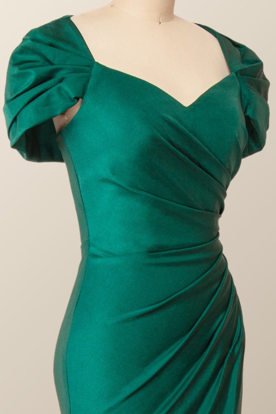 Cap Sleeves Green Memaid Long Formal Dress