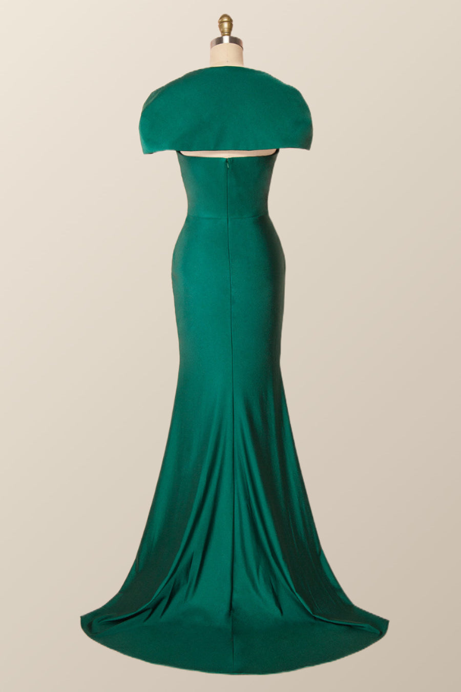 Cap Sleeves Green Memaid Long Formal Dress